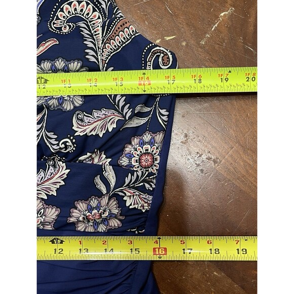 Lands End Paisley Tugless Low Leg Molded Soft Cup One Piece Swimsuit 16 Beach - Picture 10 of 14